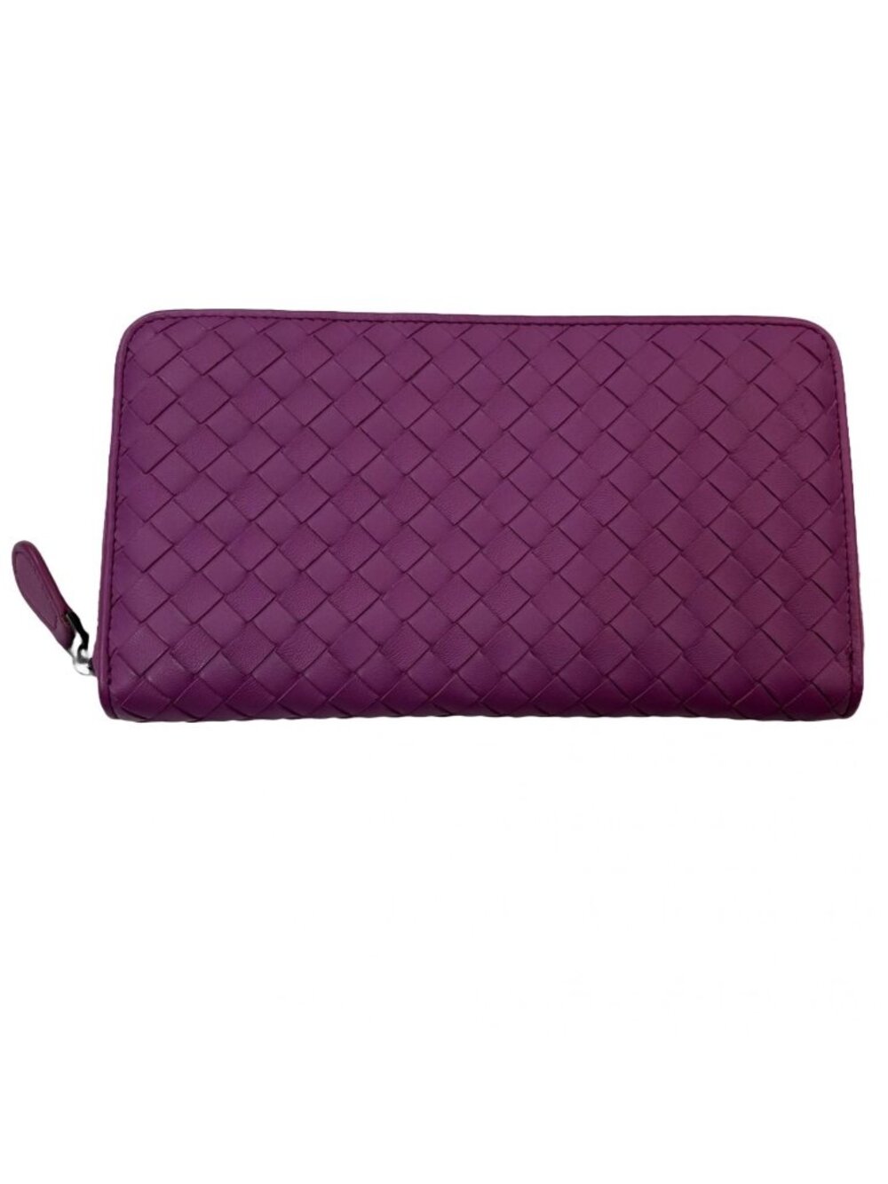 Bottega Veneta Intrecciato Round Wallet Purple Leather